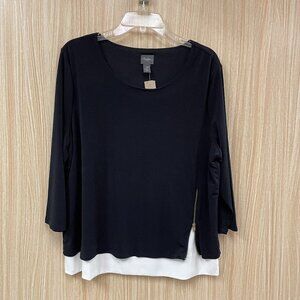 Chico's Black Color Block Top size 16